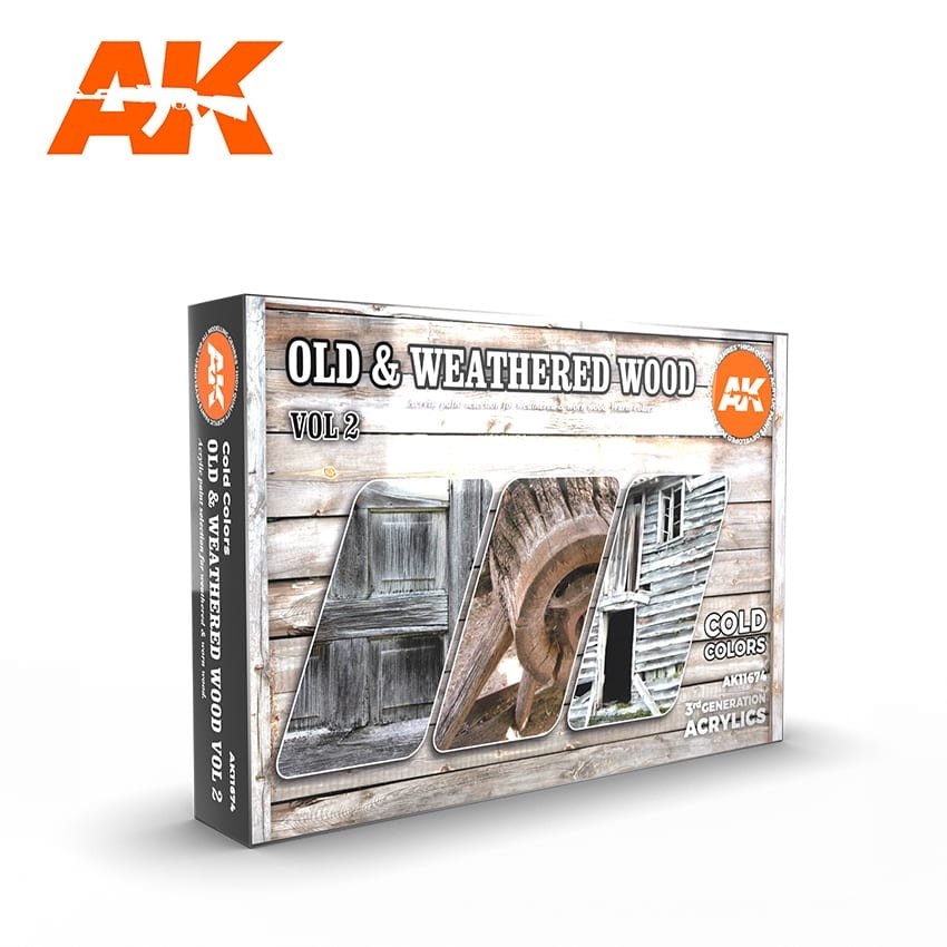 AK Interactive AK11674 3G OLD &amp;amp; WEATHERED WOOD VOL 2 6x17 ml