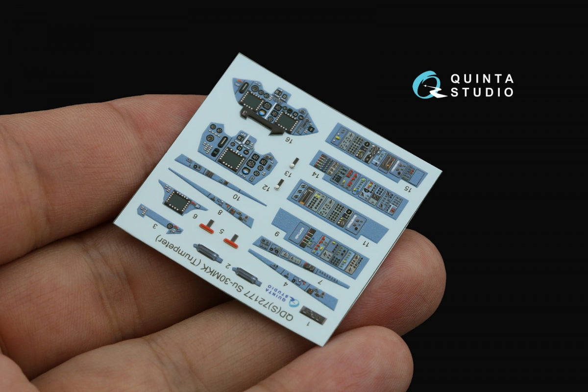 Quinta Studio QD+72177 Su-30MKK 3D-Printed &amp;amp; colored Interior on decal paper (Trumpeter) (with 3D-printed resin part) 1/72 – immagine 3