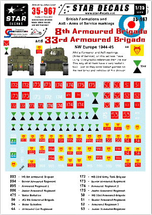 Star Decals 35-967 British 8th &amp;amp; 33rd Armored Brigade 1/35