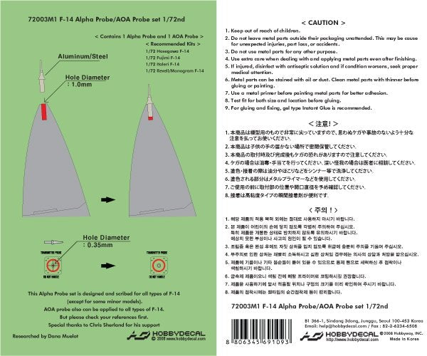 HobbyDecal MT72003V1 F-14 Pitot tube set 1/72 – obrázek 2