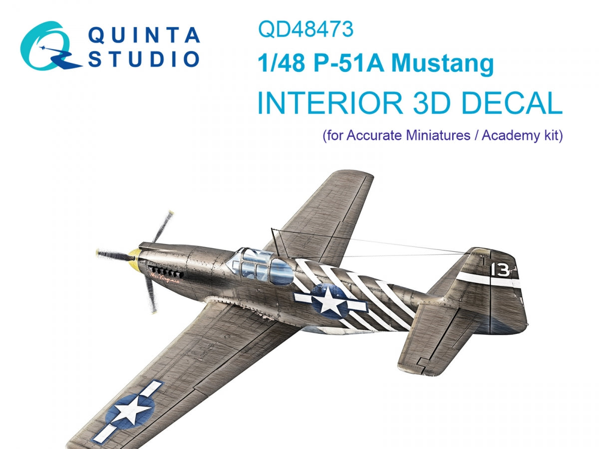 Quinta Studio QD48473 P-51A 3D-Printed colored Interior on decal paper (Accurate Miniatures/Academy) 1/48