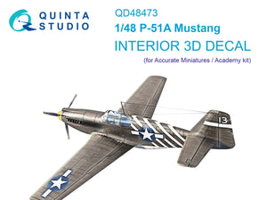 Quinta Studio QD48473 P-51A 3D-Printed colored Interior on decal paper (Accurate Miniatures/Academy) 1/48