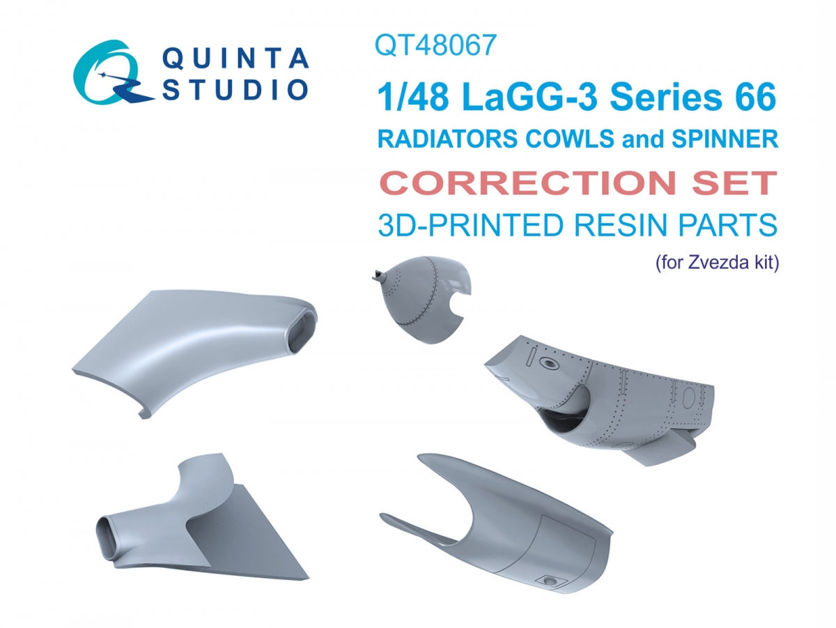 Quinta Studio QT48067 LaGG-3 série 66 Radiateurs, capots et cône d'hélice (Zvezda) 1/48
