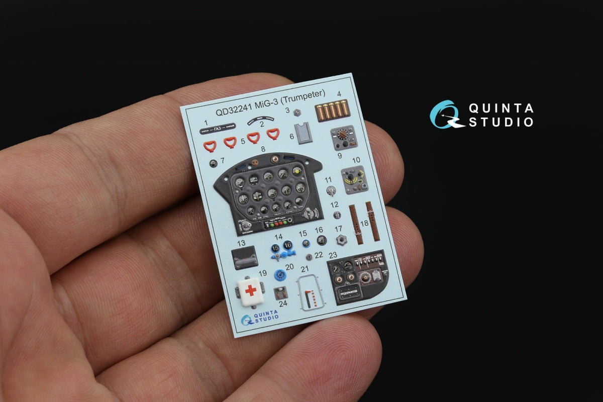 Quinta Studio QD+32241 MiG-3 3D-Printed &amp;amp; colored Interior on decal paper (Trumpeter) (with 3D-printed resin parts) 1/32 – image 5