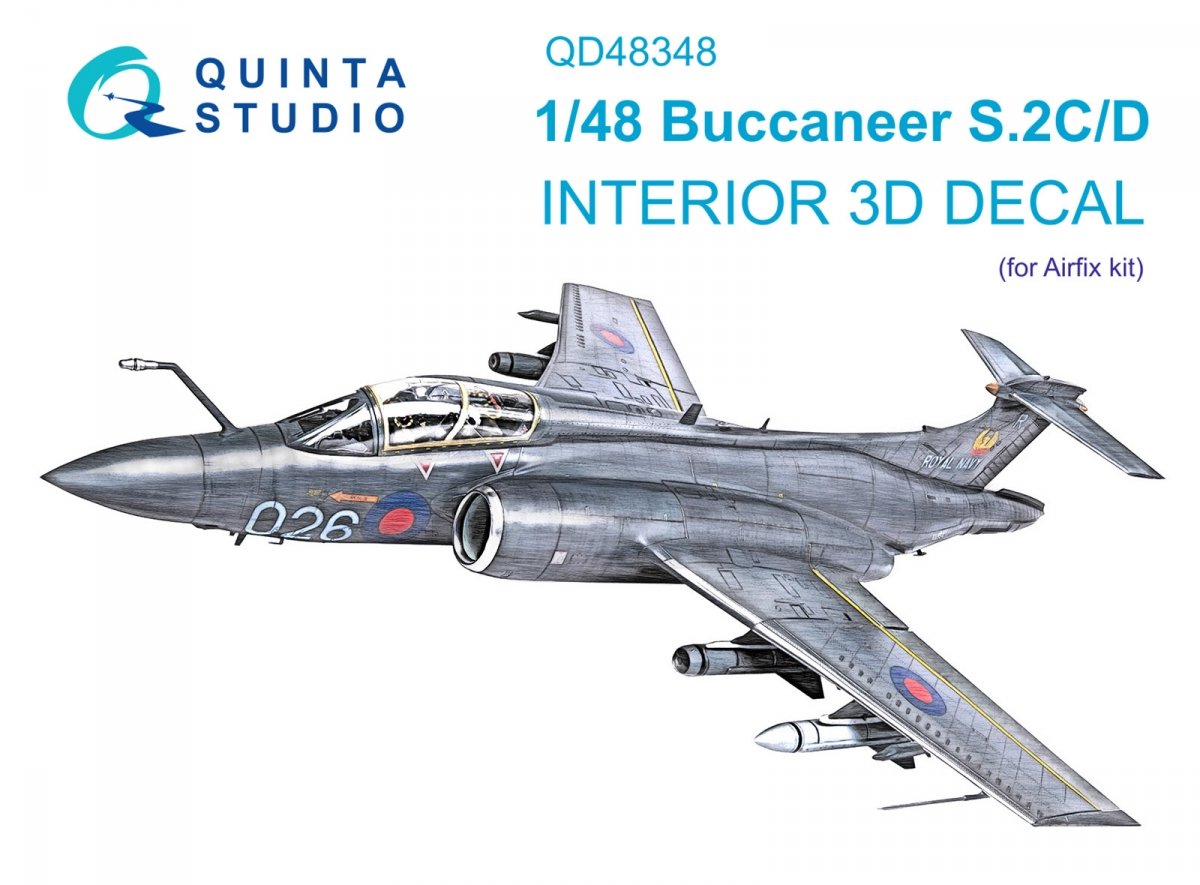 Quinta Studio QD48348 Buccaneer S.2C/D 3D-Printed &amp;amp; colored Interior on decal paper (Airfix) 1/48