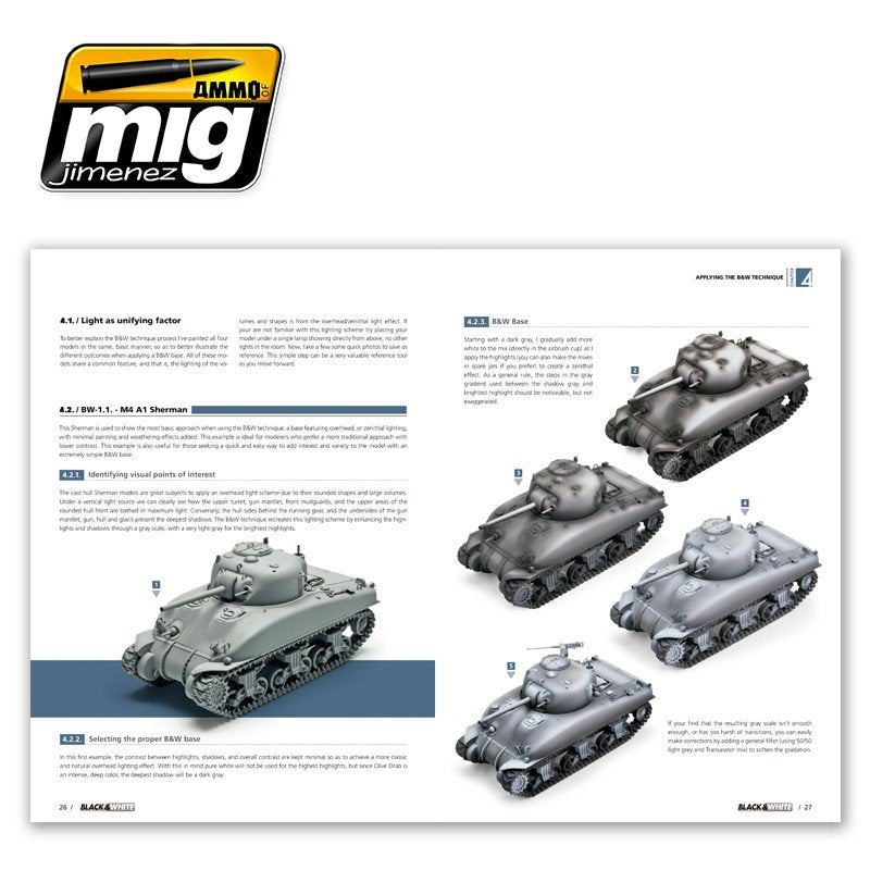 AMMO of Mig Jimenez 6016 BLACK &amp;amp; WHITE TECHNIQUE (English) – obrázek 6