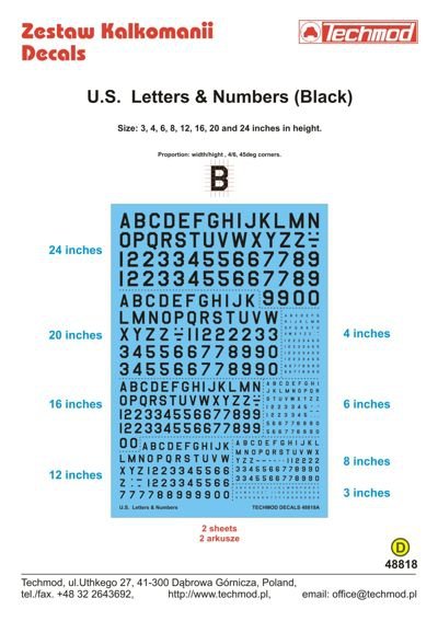 Techmod 48818 US Letters &amp;amp; Numbers black (1/48)