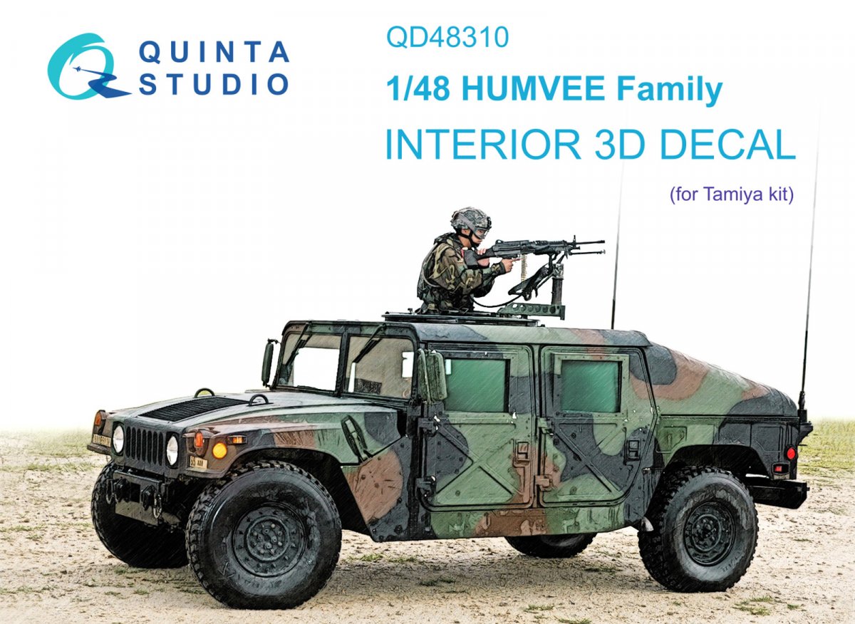 Quinta Studio QD48310 HUMVEE family 3D-Printed &amp;amp; colored Interior on decal paper (Tamiya) 1/48