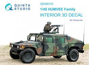 Quinta Studio QD48310 HUMVEE family 3D-Printed &amp;amp; colored Interior on decal paper (Tamiya) 1/48