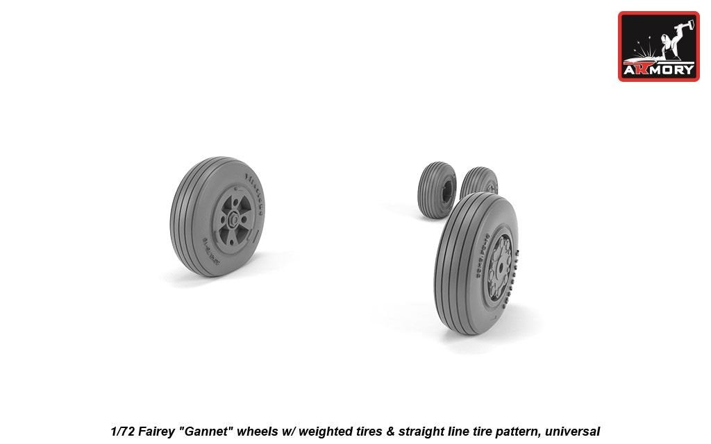 Armory Models AW72412 Fairey Gannet early type wheels w/ weighted tires of straight tire pattern 1/72 – image 4