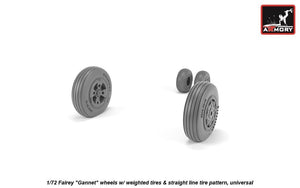Armory Models AW72412 Fairey Gannet early type wheels w/ weighted tires of straight tire pattern 1/72 – image 4