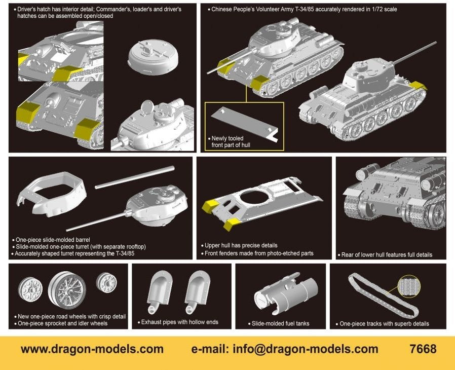 Dragon 7668 Chinese Volunteer T-34/85 1/72 – zdjęcie 2