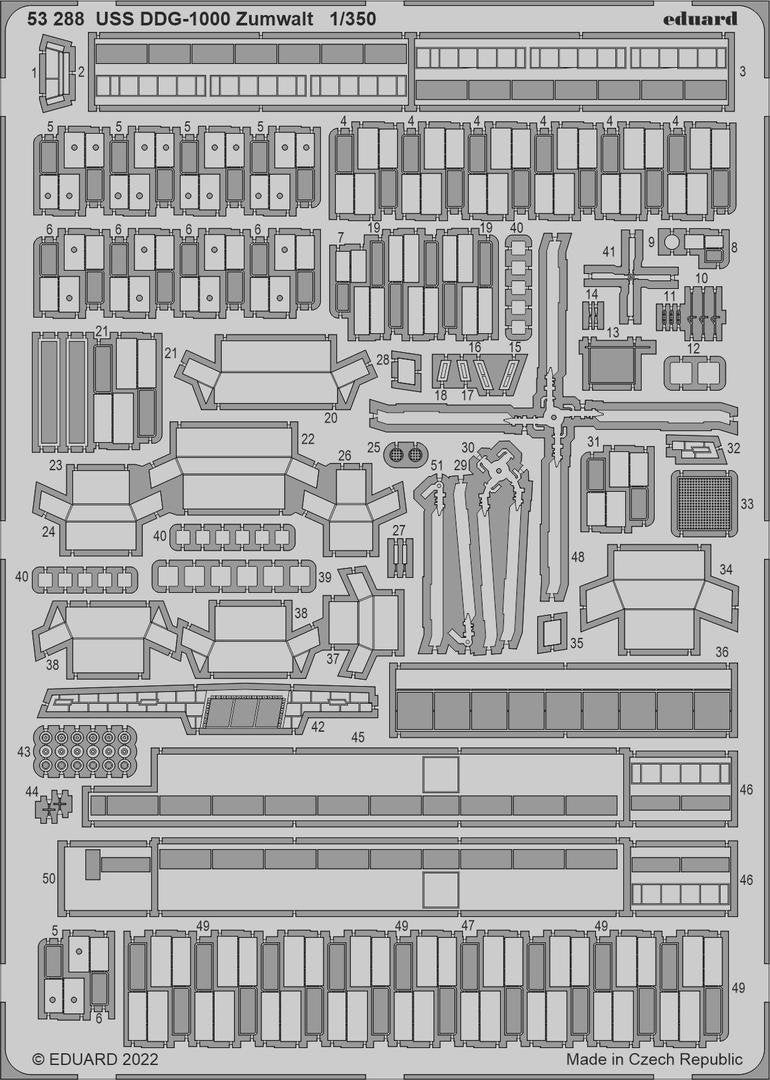 Maquettes Eduard 53288 USS DDG-1000 Zumwalt SNOWMAN, TAKOM 1/350