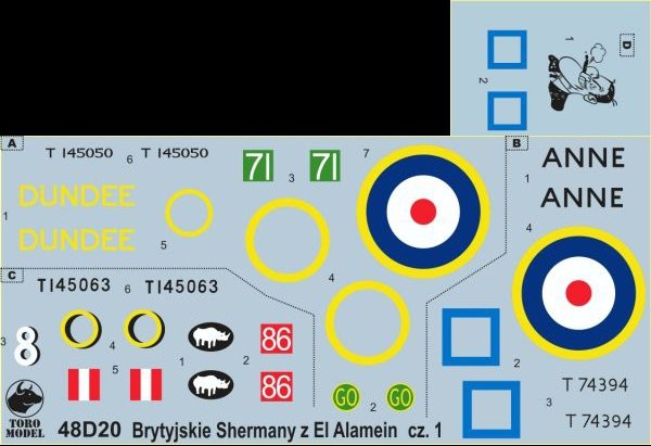 Maquette ToRo 48D20 Chars Sherman britanniques à Alamein vol.1 1/48