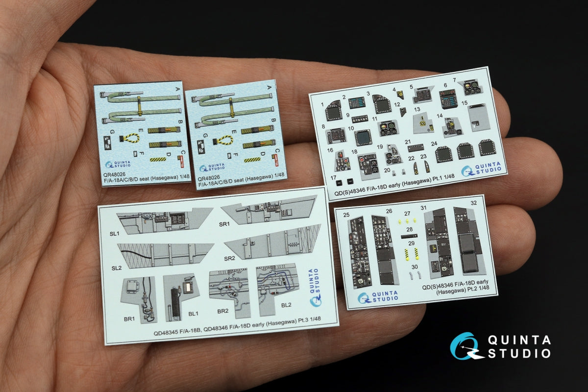 Quinta Studio QD48346 FA-18D early 3D-Printed &amp;amp; colored Interior on decal paper (Hasegawa) 1/48 – Bild 5