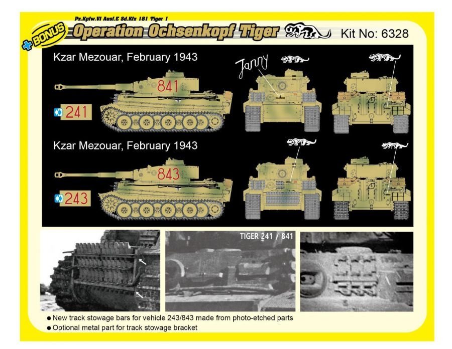 Dragon 6328 WWII German Pz.Kpfw.VI Tiger I Early Production 501 abt Operation Ochsenkopf 1/35 – obrázek 5