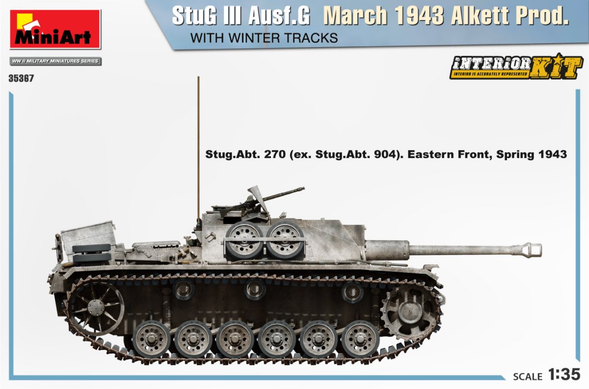 Mini Art 35367 StuG III Ausf. G March 1943 Alkett Prod. WITH WINTER TRACKS. INTERIOR KIT 1/35 – imagen 3