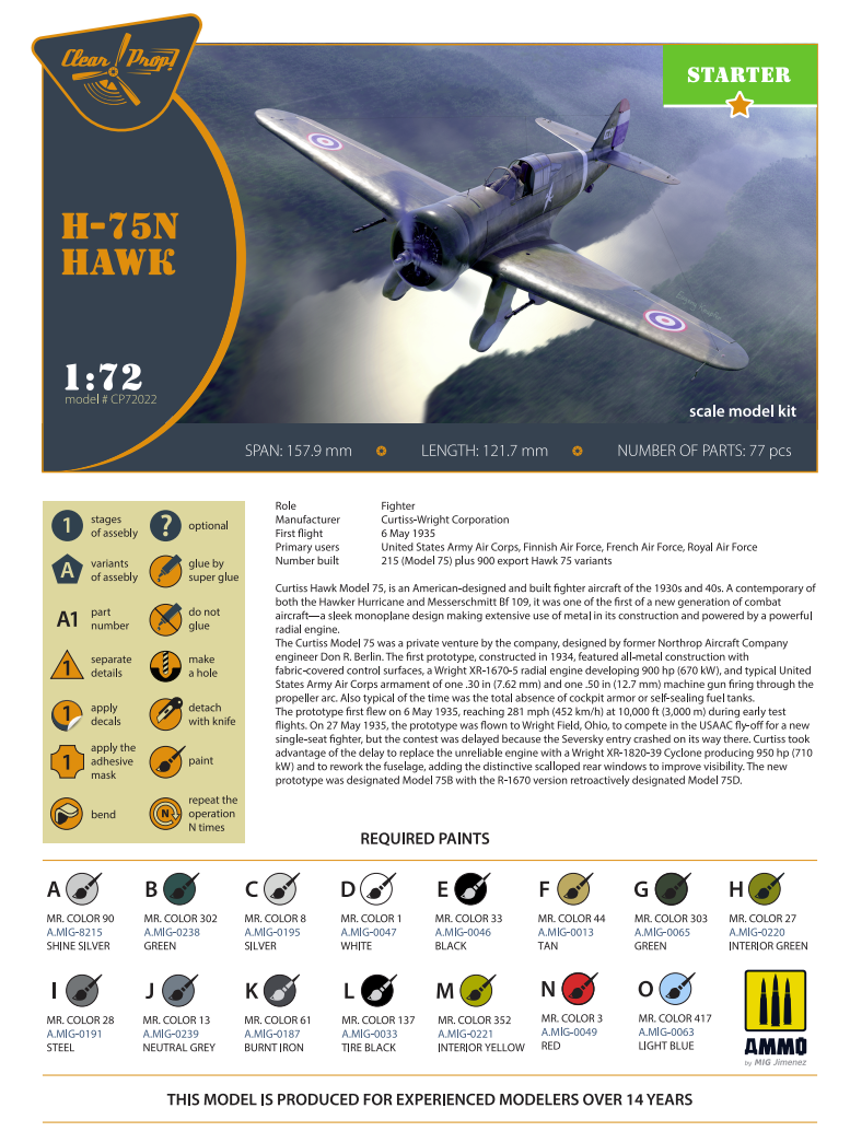Clear Prop! CP72022 H-75N Hawk STARTER KIT 1/72 – Bild 3