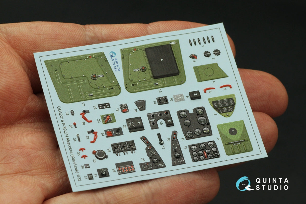 Quinta Studio QD32216 P-39Q/N Airacobra 3D-Printed colored Interior on decal paper (KittyHawk) 1/32 – imagen 4