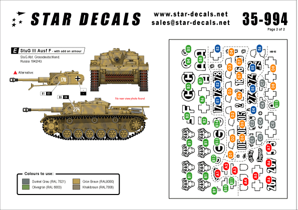 Star Decals 35-994 STURM! #5. StuG III Ausf F 1/35 – image 2