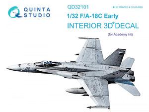 Quinta Studio QD32101 F/A-18C Early 3D-Printed &amp;amp; colored Interior on decal paper (for Academy kit) 1/32