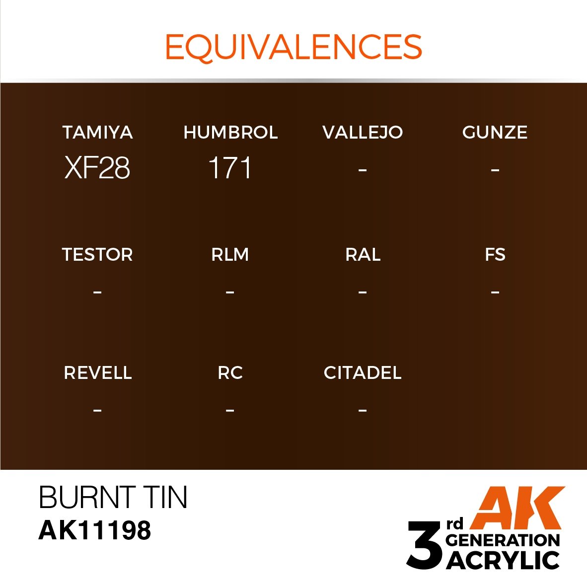 AK Interactive AK11198 BURNT TIN – METALLIC 17ml – image 3