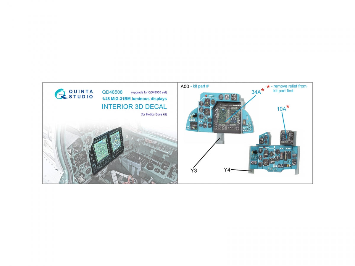 Quinta Studio QD48508 MiG-31BM luminous displays for QD48505/QDS-48505 sets (Hobby Boss) 1/48 – image 2