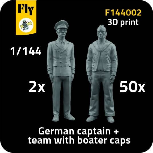 Fly F144002 2x German captain + 50x sailor figures with boater caps (3D printed) 1/144
