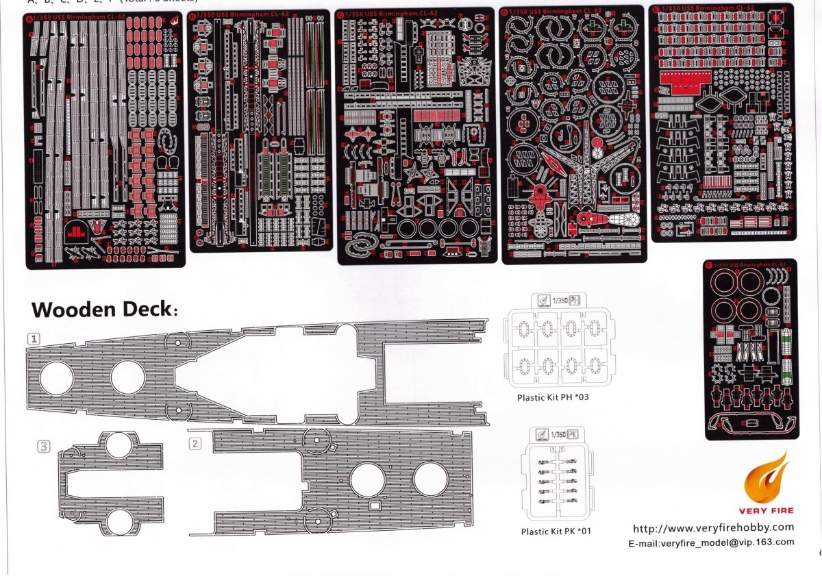 Very Fire VF350921DX US Navy Light Cruiser USS Birmingham CL-62 DX (Deluxe edition) 1/350 – Bild 3