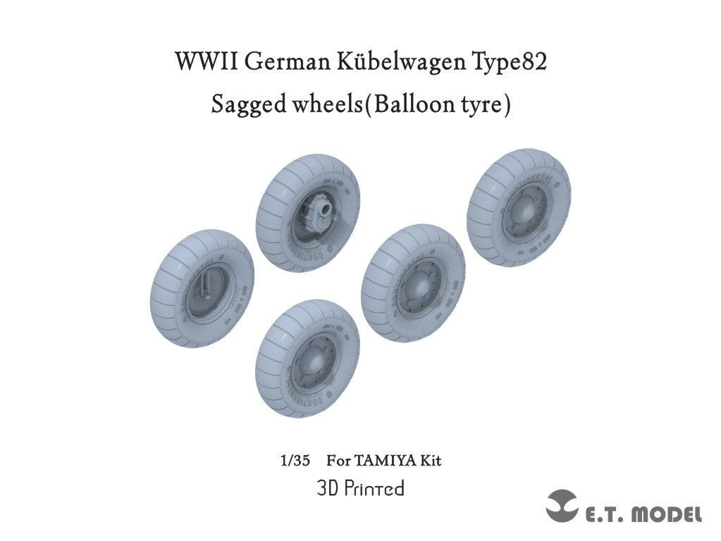 ET Model P35-139 WWII German Kübelwagen Type82 Sagged wheels Balloon tire For TAMIYA Kit 1/35