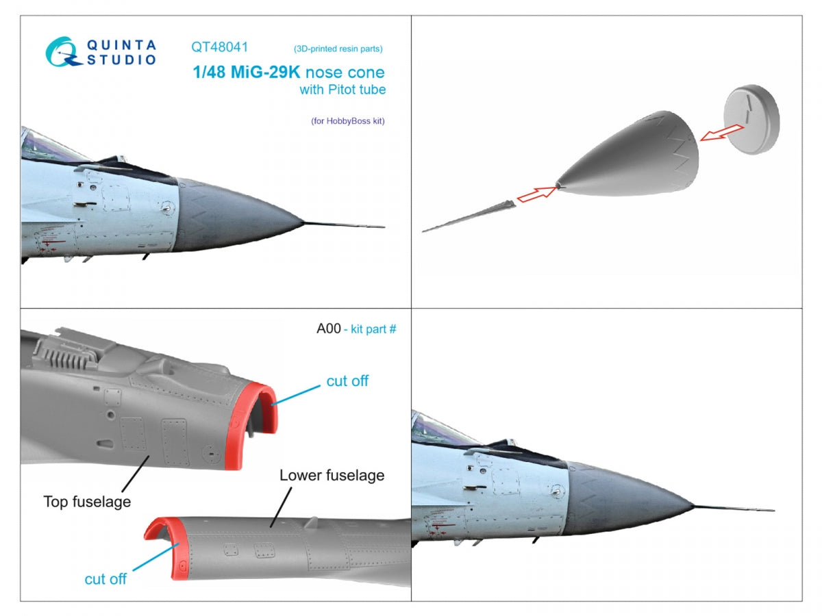 Quinta Studio QT48041 MiG-29K Сorrected nose cone (HobbyBoss) 1/48 – zdjęcie 2