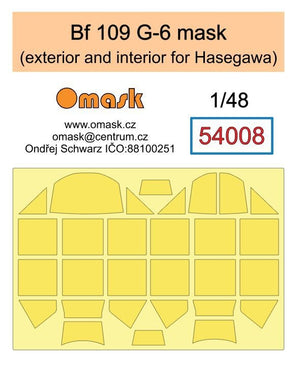 Omask 54008 Bf 109 G-6 mask (exterior and interior for Hasegawa) 1/48