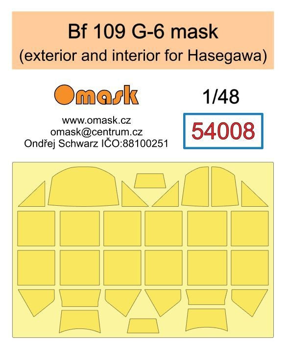Omask 54008 Bf 109 G-6 mask (exterior and interior for Hasegawa) 1/48