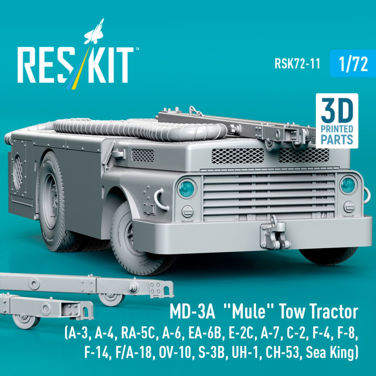 RESKIT RSK72-0011 MD-3A "Mule" Tow Tractor (3D Printed model kit) 1/72