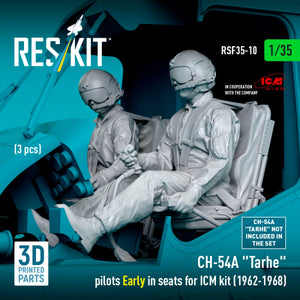 RESKIT RSF35-0010 CH-54A « Tarhe » Pilotes en position initiale dans leurs sièges pour kit ICM (1962-1968) (3 pièces) (Impression 3D) 1/35 – image 2
