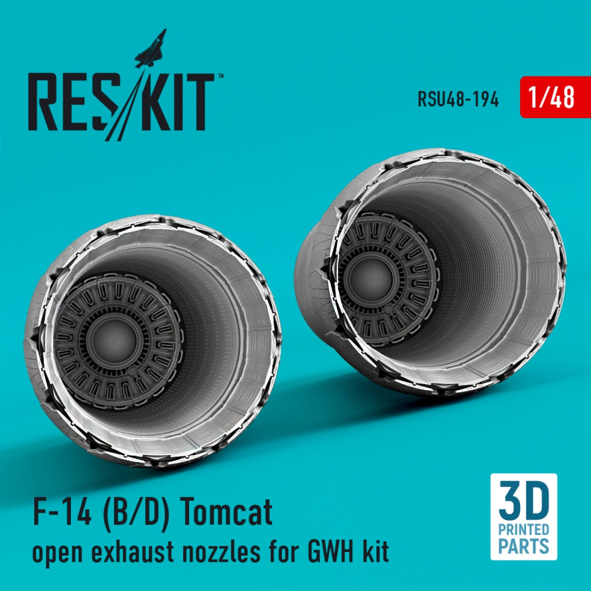 RESKIT RSU48-0194 F-14 (B,D) &amp;quot;TOMCAT&amp;quot; OPEN EXHAUST NOZZLES FOR GWH KIT (3D PRINTED) 1/48 – Bild 3