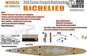 Wood Hunter W35025 Wood deck French Richelieu for Trumpeter 1/350