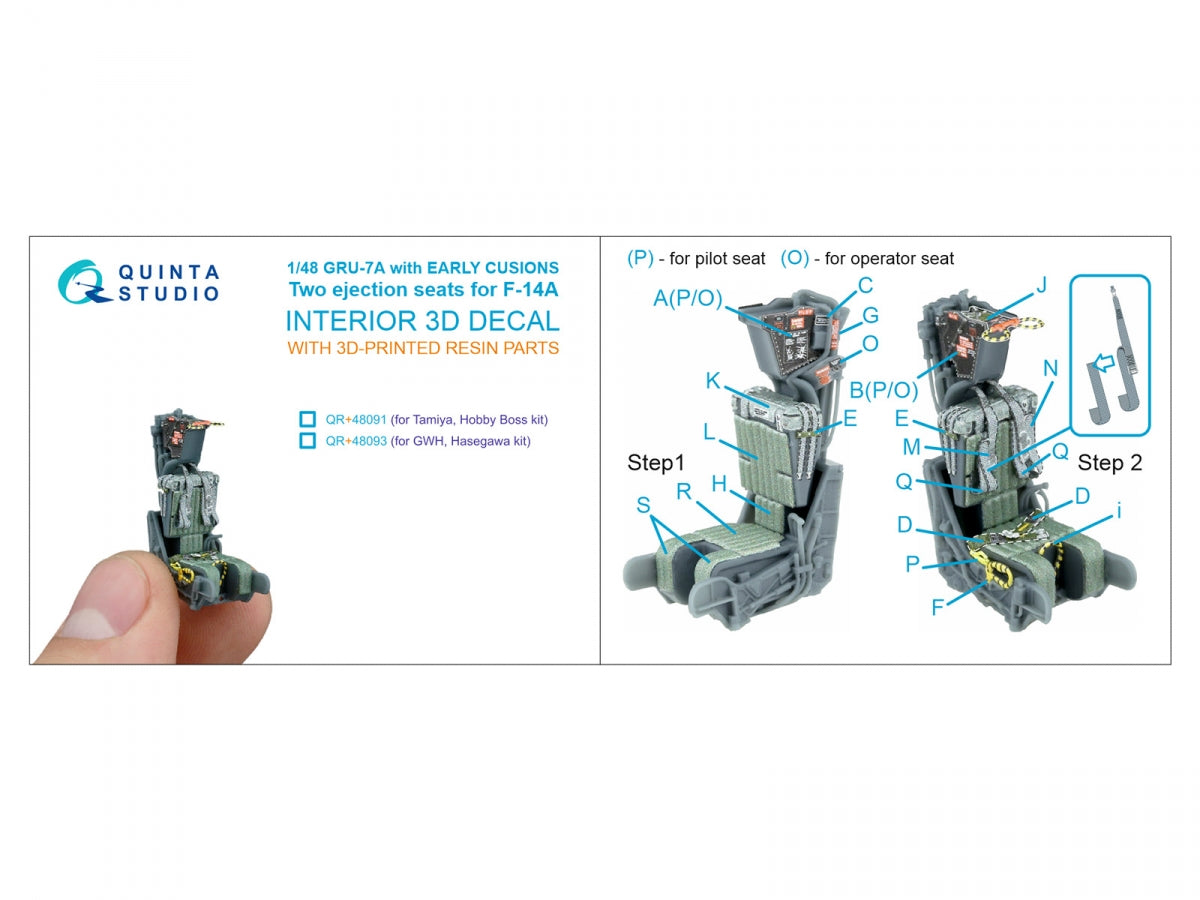 Quinta Studio QR+48093 GRU-7A early, 2 ejection seats for F-14 A (Hasegawa, GWH) 1/48 – zdjęcie 8