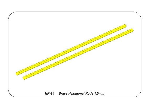 Aber HR-15 Brass hexagonal rods 1.5mm length 245mm x2 pcs. – immagine 4
