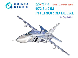 Quinta Studio QD+72116 Su-24M 3D-Printed colored Interior on decal paper (Zvezda) (with 3D-printed resin part) 1/72