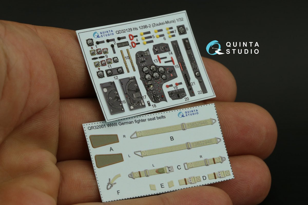 Quinta Studio QD32129 Hs 129B-2 3D-Printed &amp;amp; colored Interior on decal paper (Zoukei-Mura) 1/32 – Bild 10