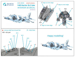 Quinta Studio QDS-48304 Harrier Gr.3 late 3D-Printed &amp;amp; colored Interior on decal paper (Kinetic) (Small version) 1/48 – Bild 2