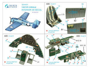 Quinta Studio QD48403 F4F-4 Wildcat 3D-Printed &amp;amp; colored Interior on decal paper (Eduard) 1/48 – image 2
