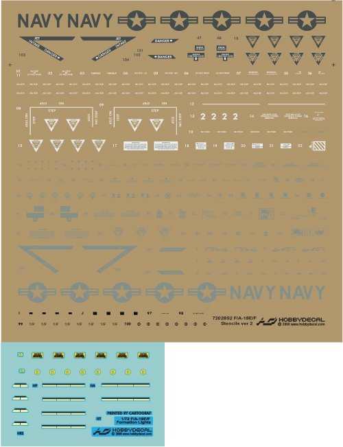 HobbyDecal ST72028V2 F/A-18E/F Stencils ver 2 1/72