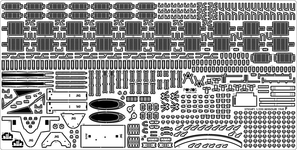 Pontos 37034FB USS BB-63 Missouri 1945 Advanced Detail Up Set for Hobbyboss Kit (Deck Blue 20B stained wooden deck) 1/350 – image 31