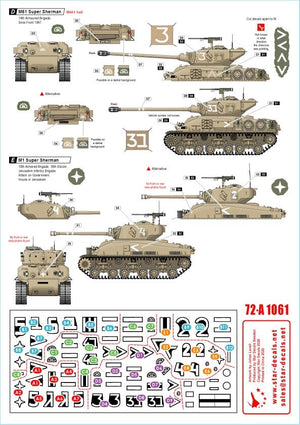 Star Decals 72-A1061 Israeli AFVs # 6 1960 and Six-Day War markings. M51 Super Sherman + M1 Super Sherman /72 – obrázek 2