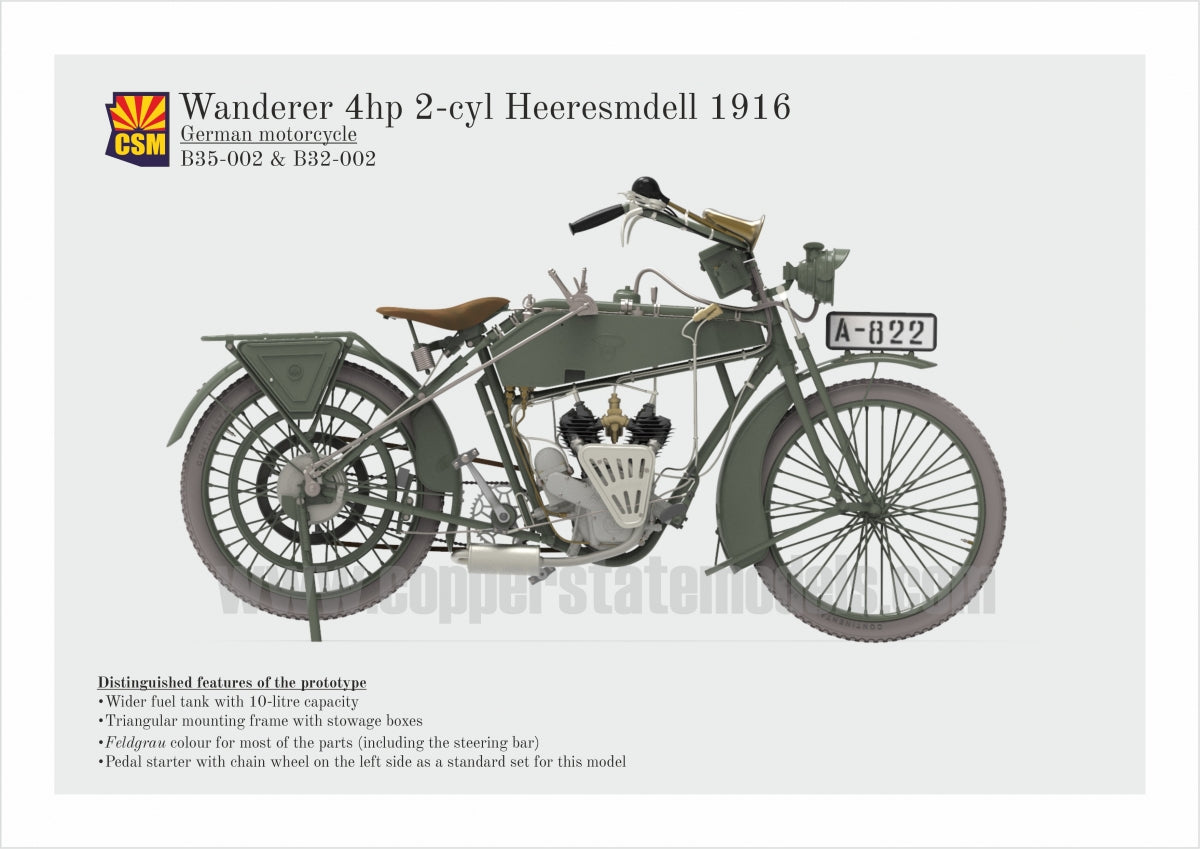 Copper State Models B32-002 Wanderer 4PS 1916 Motorcycle 1/32 – Bild 7