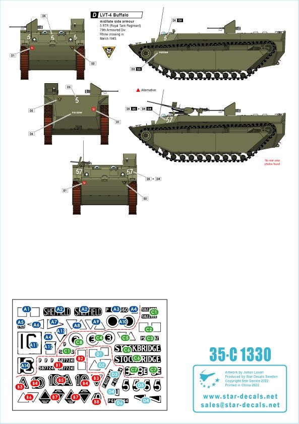 Star Decals 35-C1330 LVT-4 Buffalo Mk IV britannique. D&amp;#39;Arnheim au croisement du Rhin et de l&amp;#39;Elbe. Échelle 1/35 – image 3