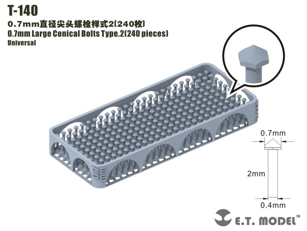 ET Model T-140 0.7mm Large Conical Bolts Type.2 240 pieces