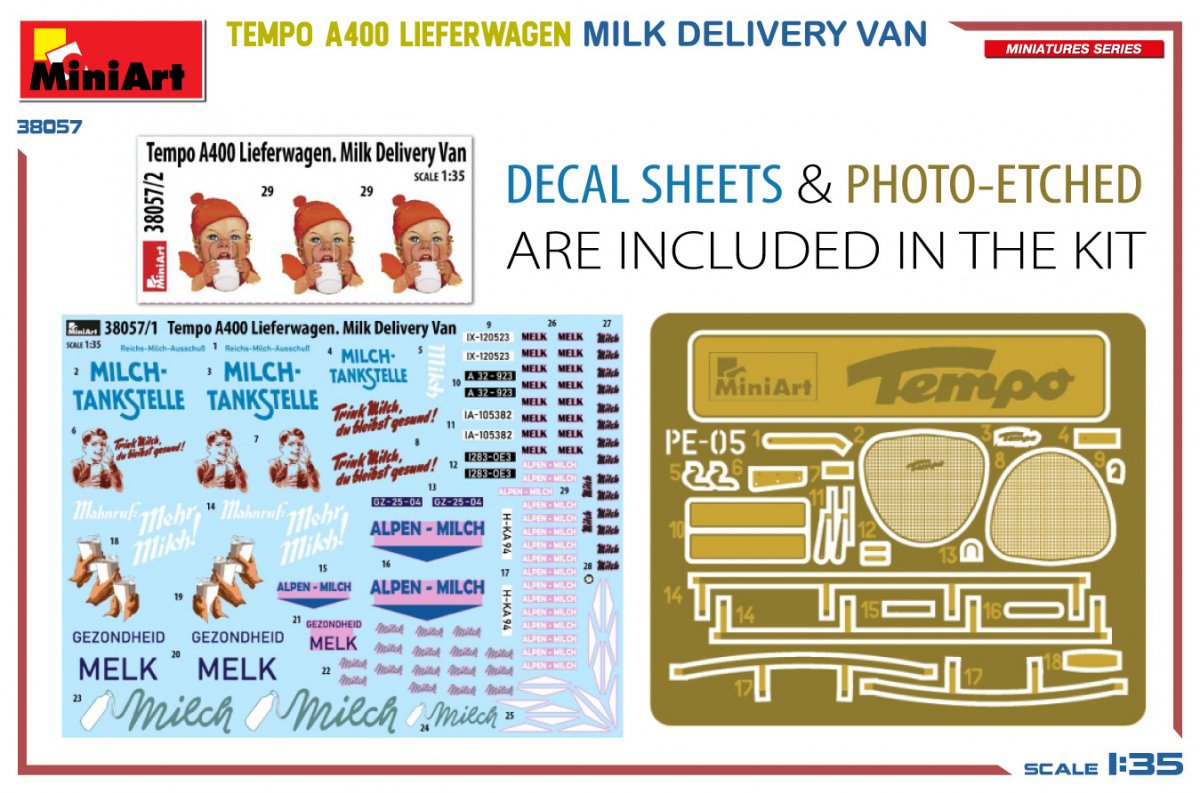 MiniArt 38057 TEMPO A400 LIEFERWAGEN. MILK DELIVERY VAN 1/35 – image 2